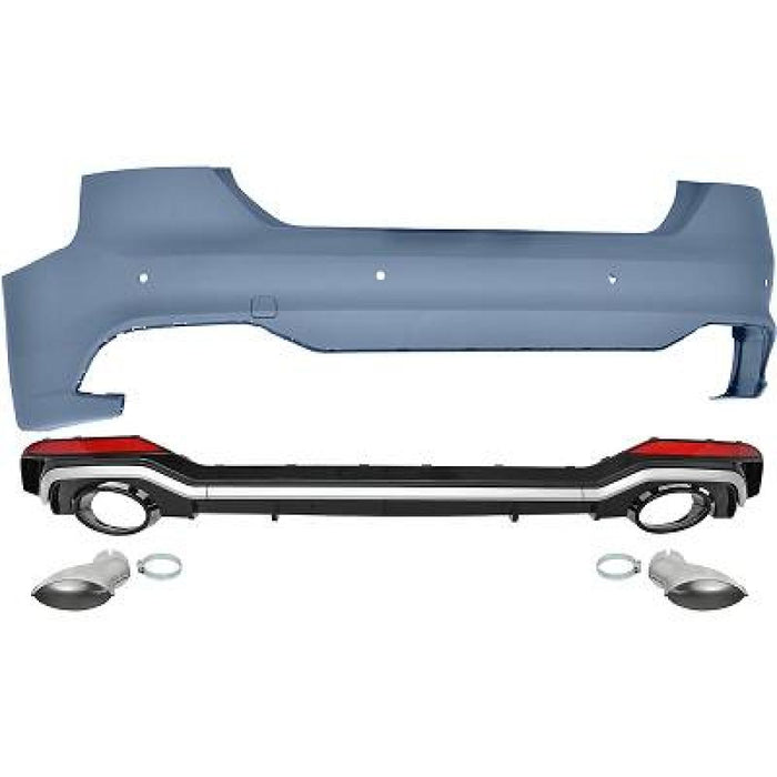Heckschürze (Chrome/Silber) inkl. ABE passend für Audi A5 F5 (2015–2019) mit und ohne S-Line / S-Paket, nicht für RS5