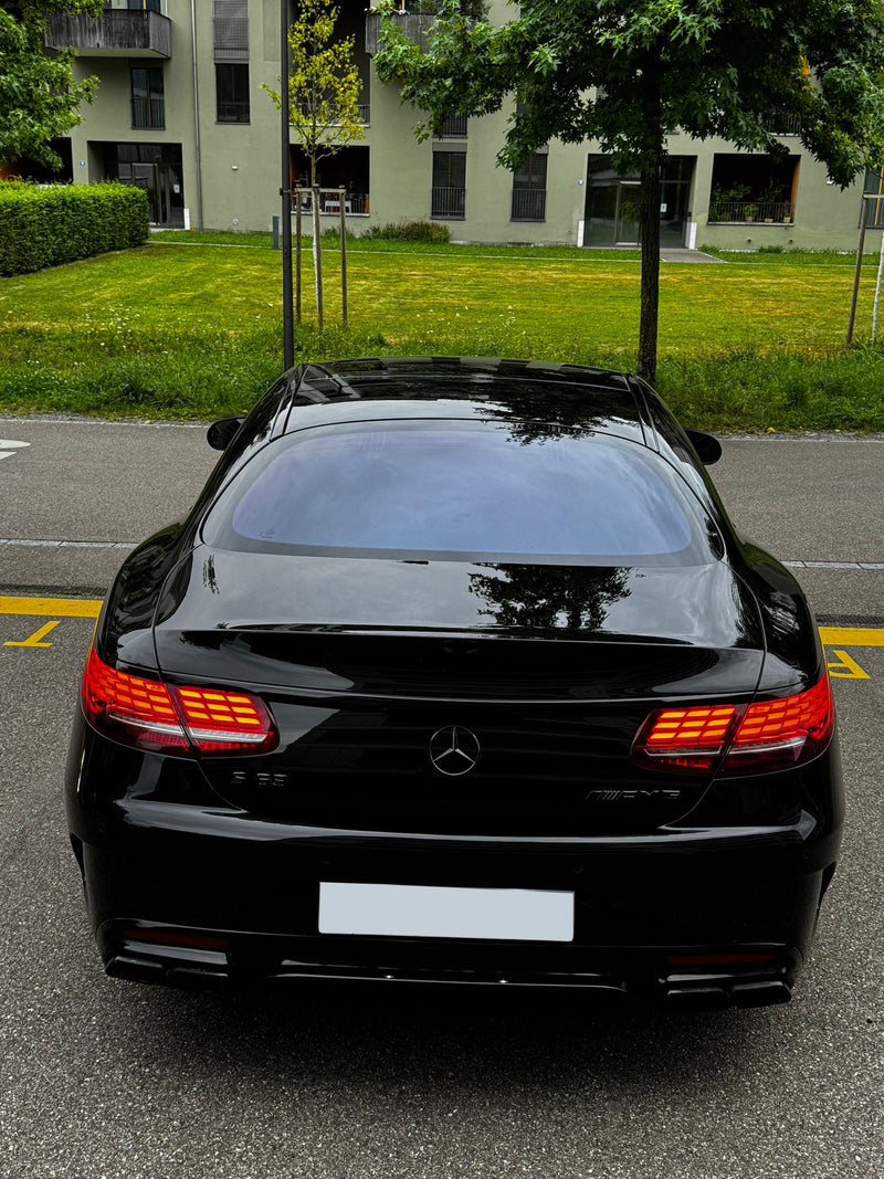 Frontschürze Facelift Design (Schwarz) passend für Mercedes S Coupé C217 / A217 / W217 (2014–2020) mit und ohne AMG Line, auch für S63 AMG