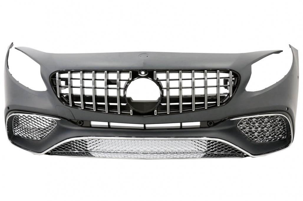 Frontschürze Facelift Design (Chrome) passend für Mercedes S Coupé C217 / A217 / W217 (2014–2020) geeignet für Fahrzeuge mit und ohne AMG Line / AMG Paket, auch passend für S65 & S63 AMG