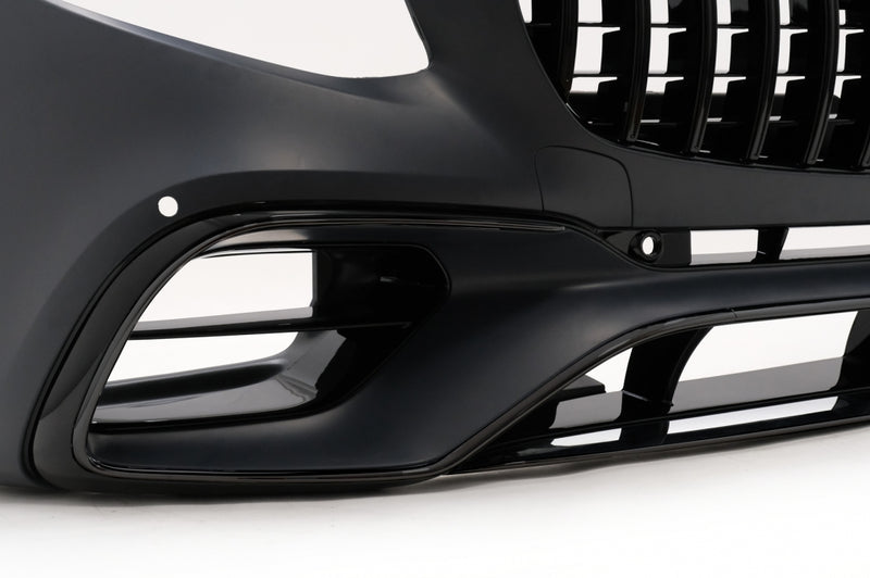 Frontschürze Facelift Design (Schwarz) passend für Mercedes S Coupé C217 / A217 / W217 (2014–2020) mit und ohne AMG Line, auch für S63 AMG