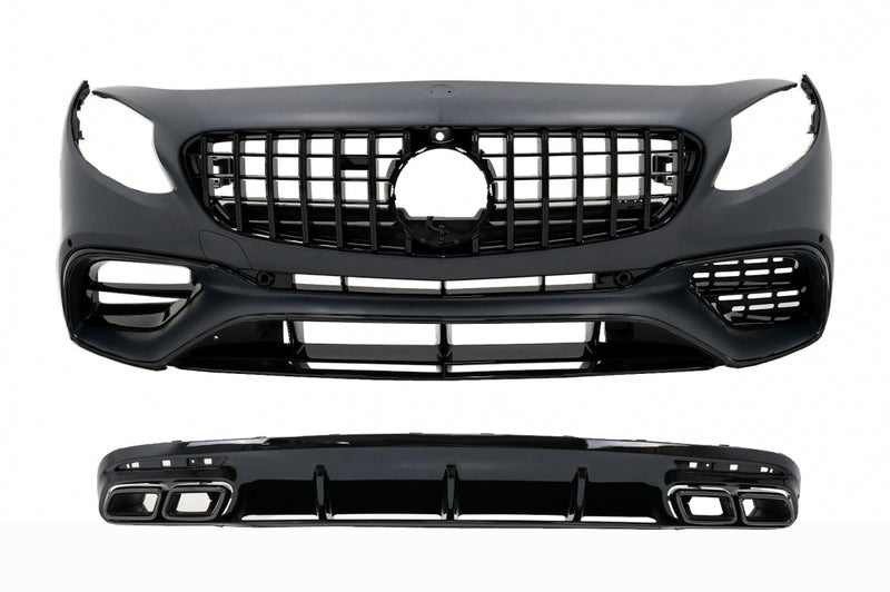 Bodykit Facelift Design (Schwarz) passend für Mercedes S Coupé C217 / W217 (2014–2020) mit AMG Line, auch für S63 AMG